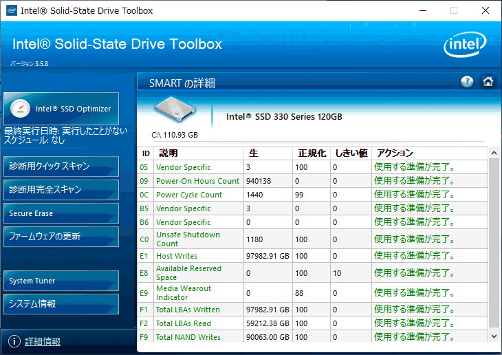 インテル SSD ツールボックス