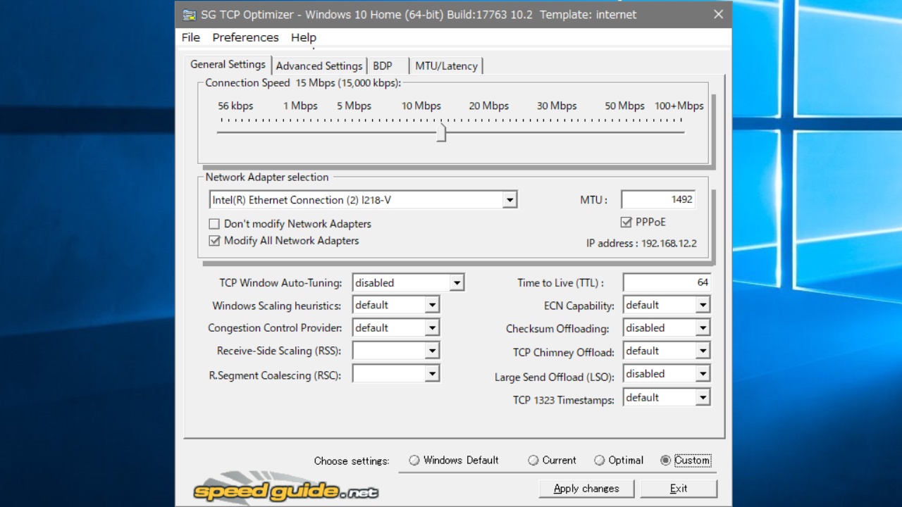 SG TCP Optimizer