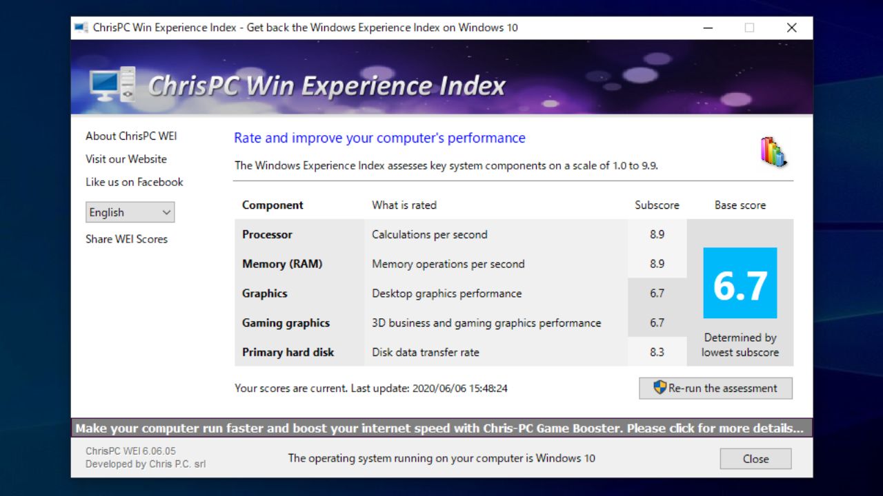 ChrisPC Win Experience Index