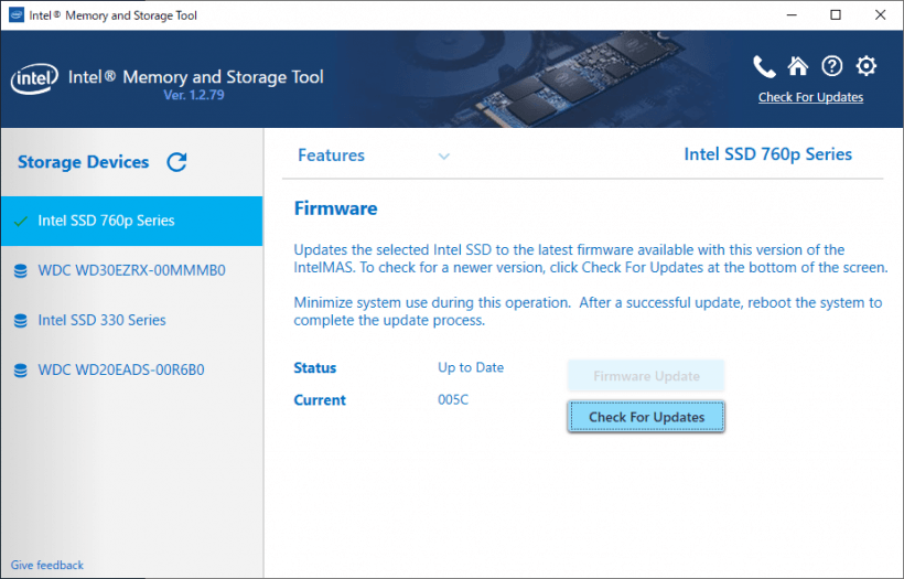 インテル Memory and Storage Tool