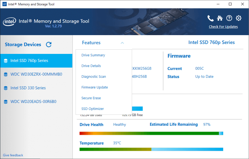 インテル Memory and Storage Tool