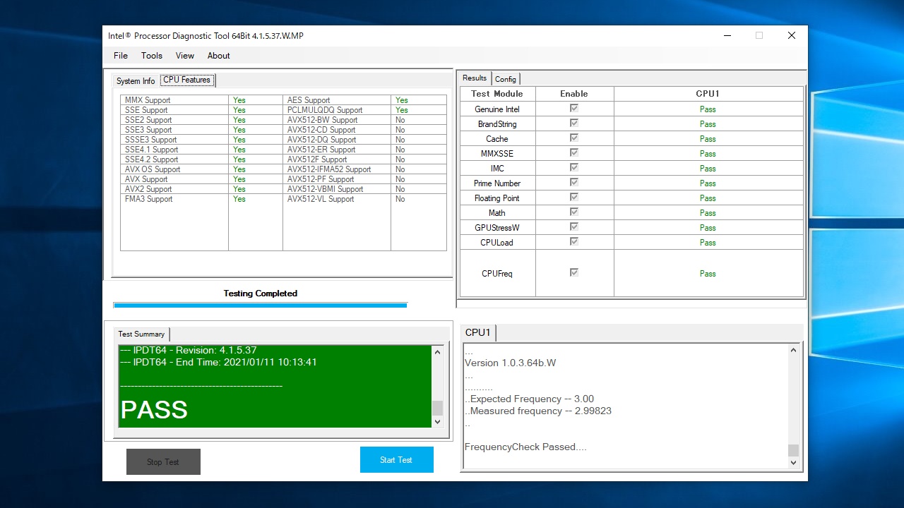 Intel Processor Diagnostic Tool