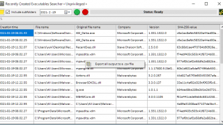 Recently Created Executables Searcher