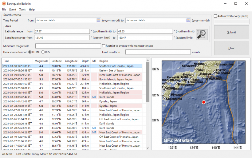 Earthquake Bulletin