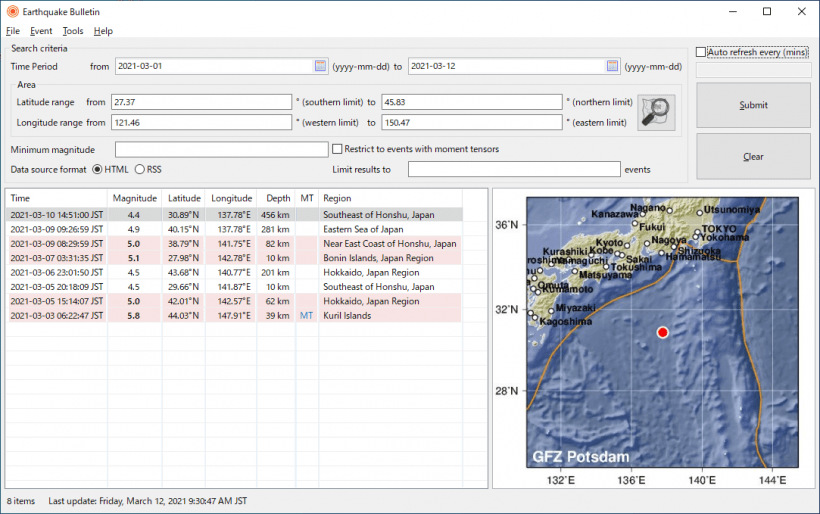 Earthquake Bulletin