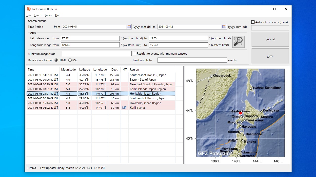 Earthquake Bulletin