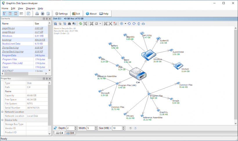 GraphVu Disk Space Analyzer