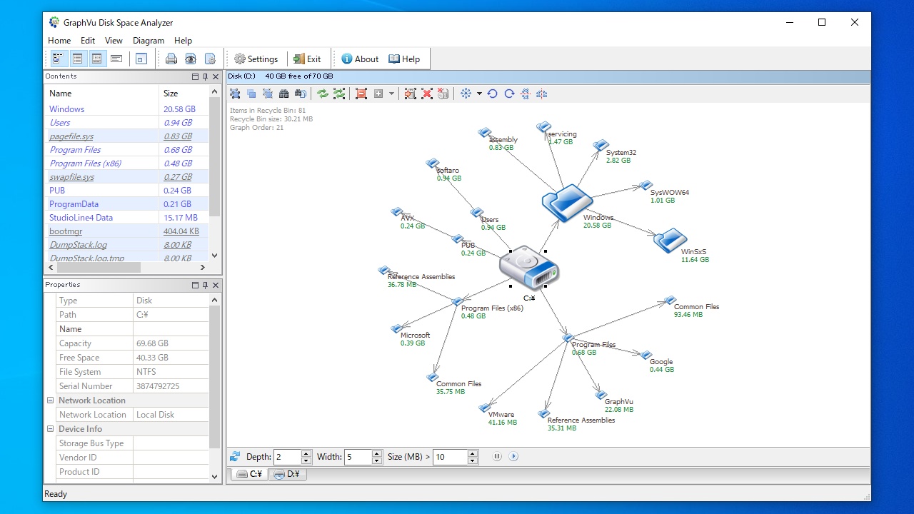 GraphVu Disk Space Analyzer