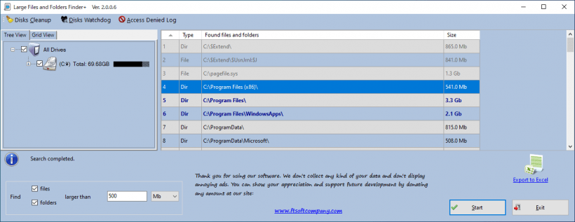 Large Files and Folders Finder+