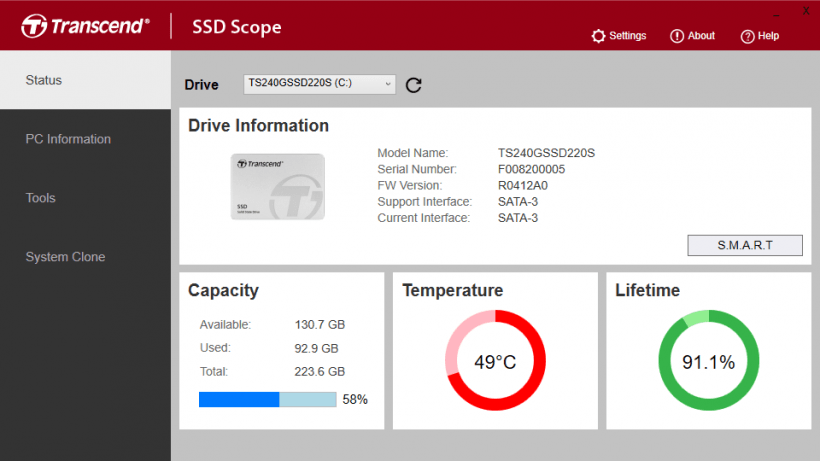 Transcend SSD Scope