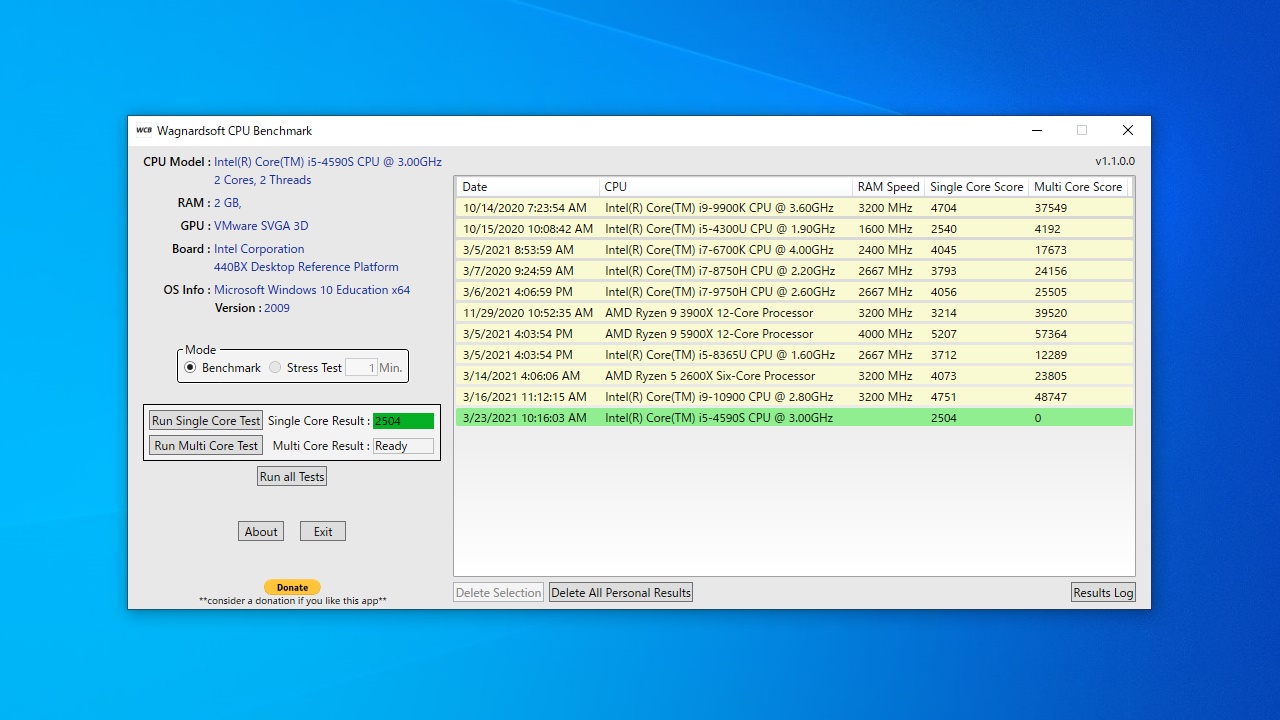 Wagnardsoft CPU Benchmark