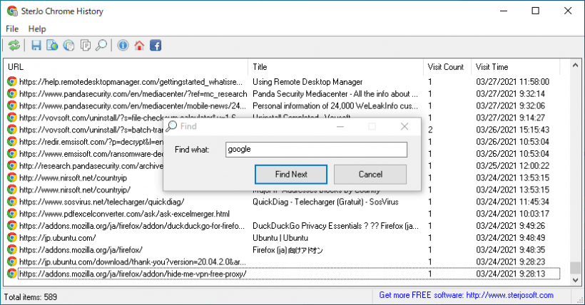 SterJo Chrome History