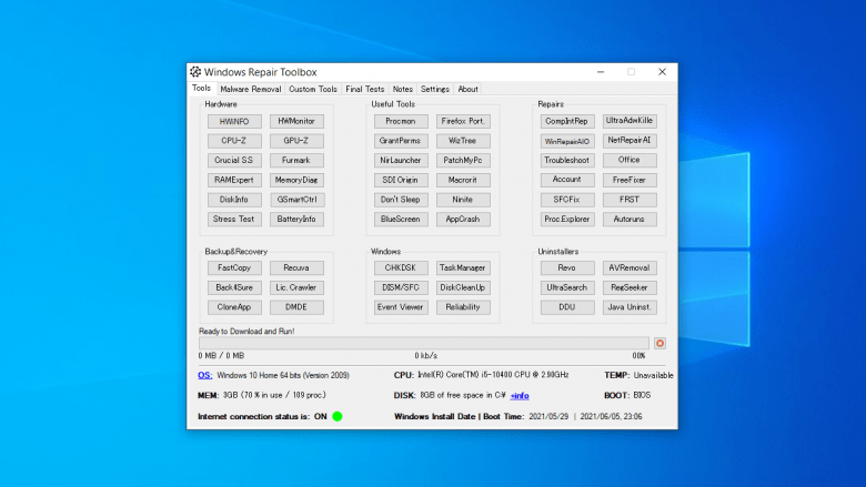 Tools Box Windows Windows Repair Toolbox 3.0.4.8 | ソフタロウ