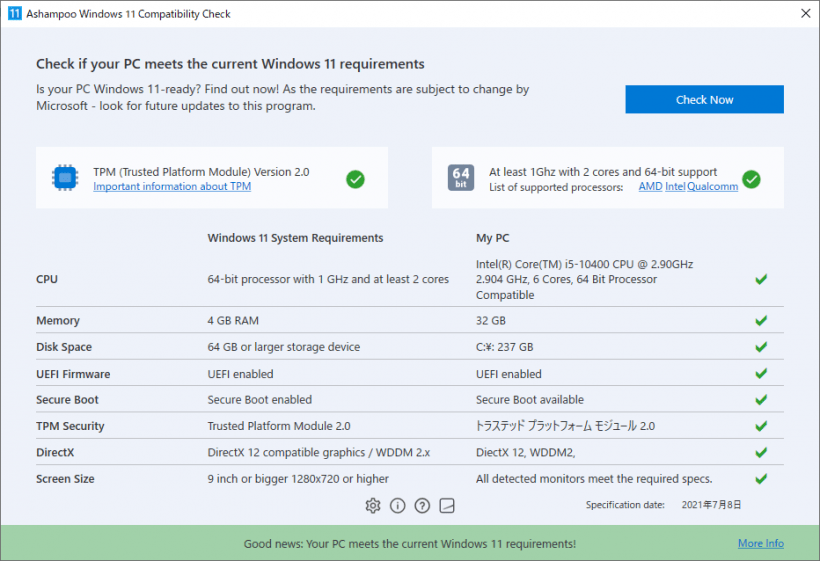 Ashampoo Windows 11 Compatibility Check