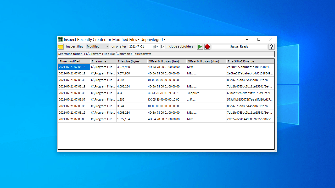 Inspect Recently Created or Modified Files