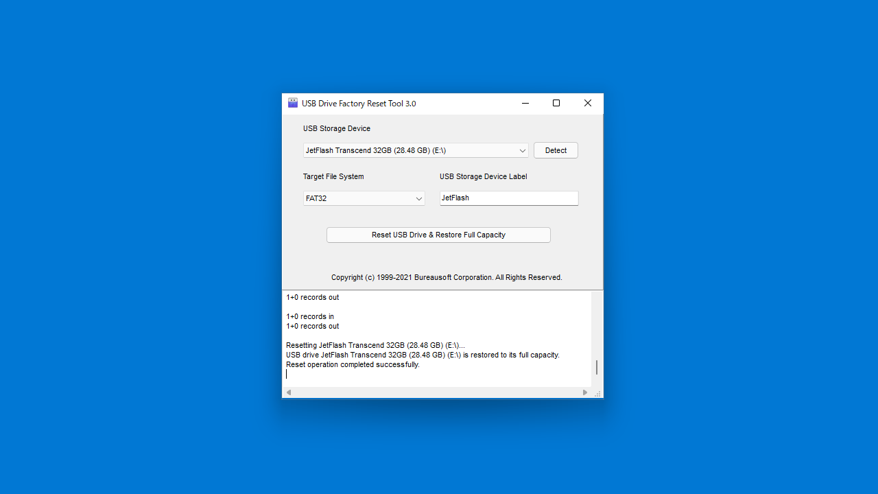 USB Drive Factory Reset Tool