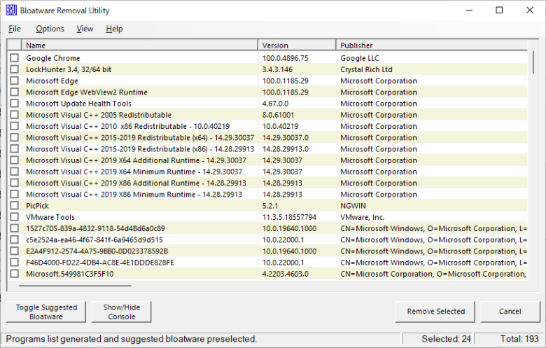 Bloatware Removal Utility (BRU) 25-05-28 | ダウンロードと使い方 | ソフタロウ