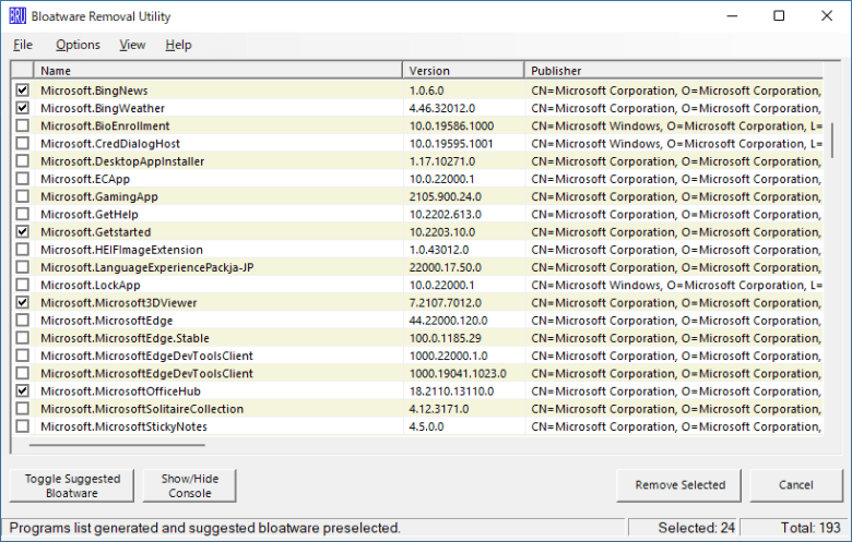 Bloatware Removal Utility (BRU) 25-05-28 | ダウンロードと使い方 | ソフタロウ