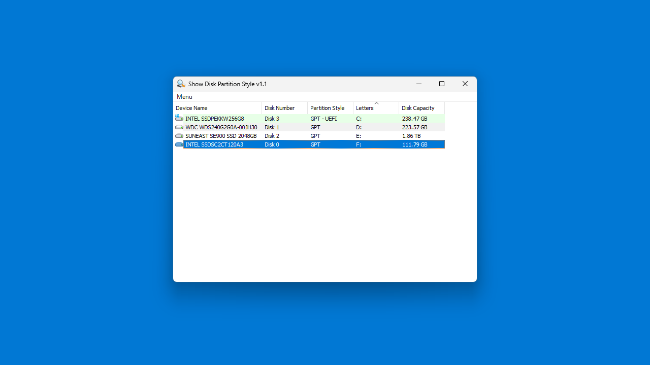 Show Disk Partition Style