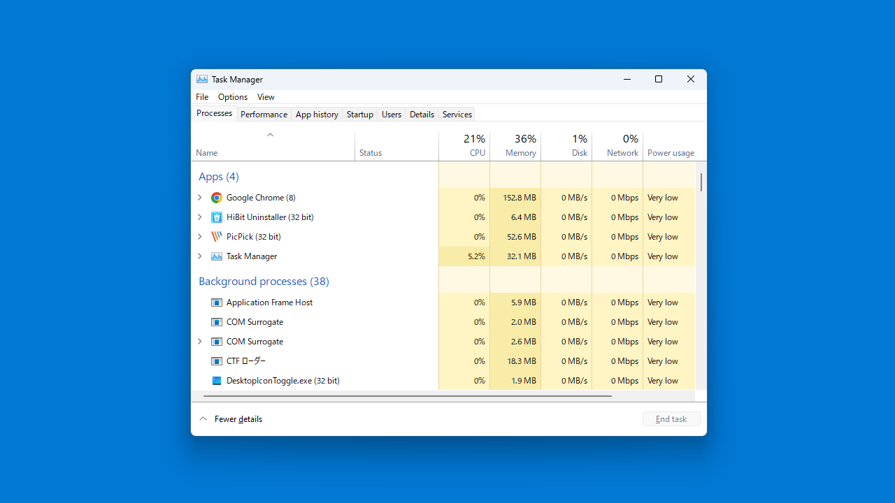 Windows 10-like Task Manager for Windows