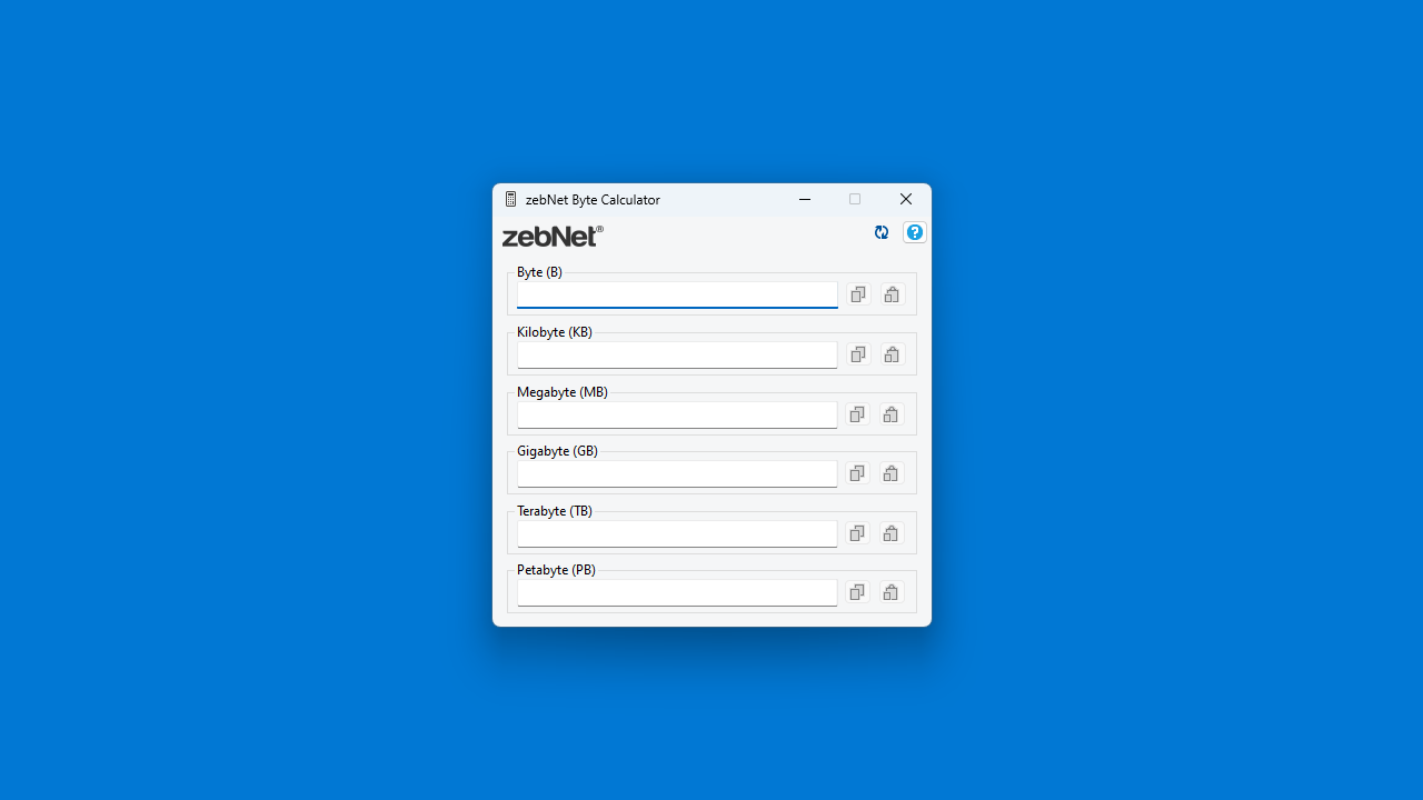 zebNet Byte Calculator