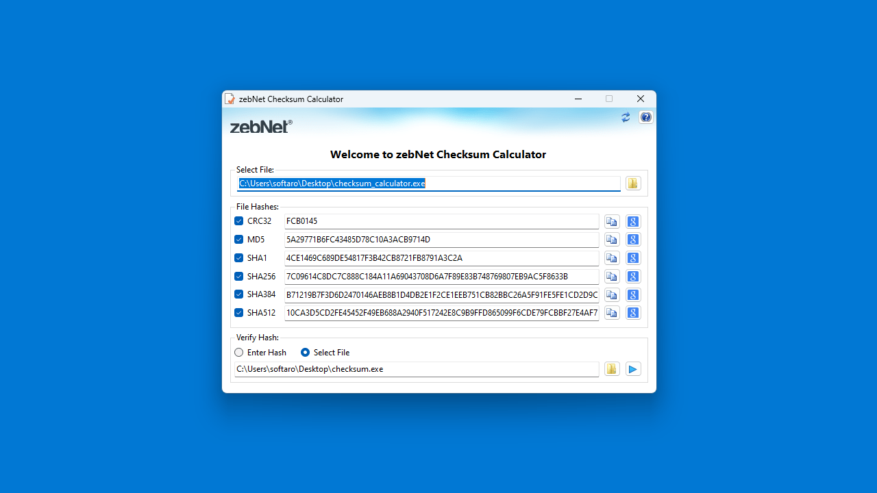 zebNet Checksum Calculator