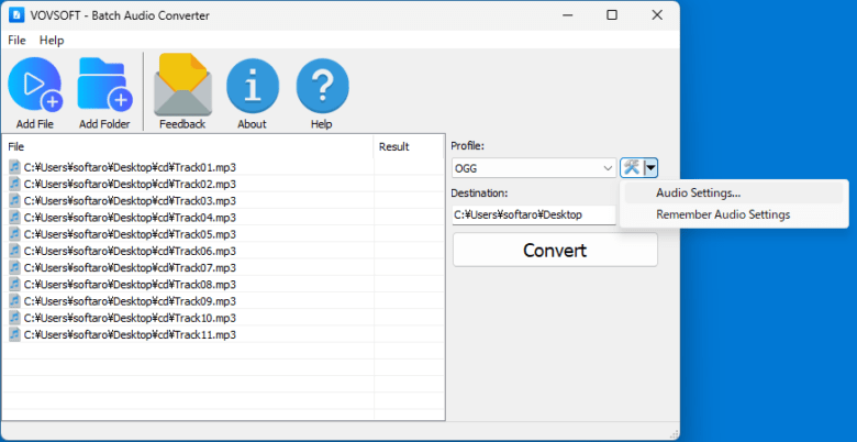 Batch Audio Converter 2.0 | ダウンロードと使い方 | ソフタロウ