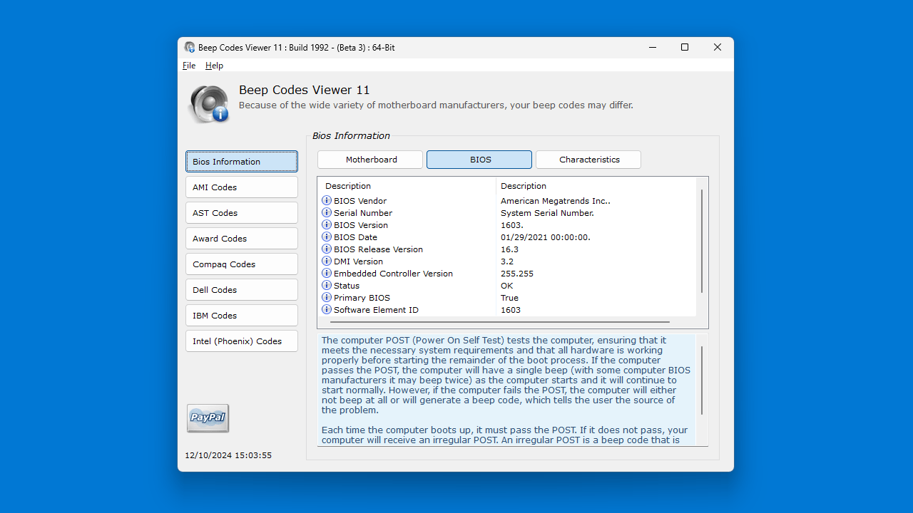 BIOS Beep Codes Viewer