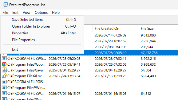 ExecutedProgramsList