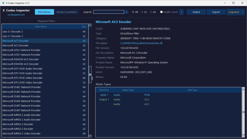 X Codec Inspector